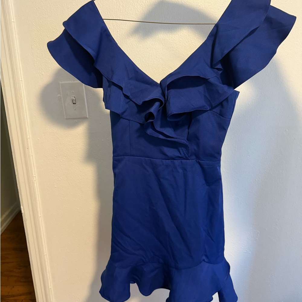TCEC Royal Blue Ruffle Mini Dress